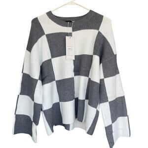 Dokotoo Sweater Womens Medium Checkered Knit Pullover‎ Long Sleeve Casual